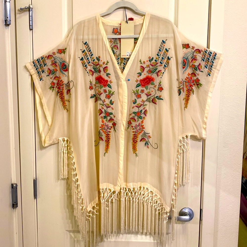 Johnny Was Kimono w/ fringe.Rare Vintage XS New w/Tags. Perfect condition. - Picture 11 of 15